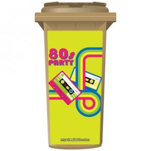 Retro 80's Party Cassettes Wheelie Bin Sticker Panel